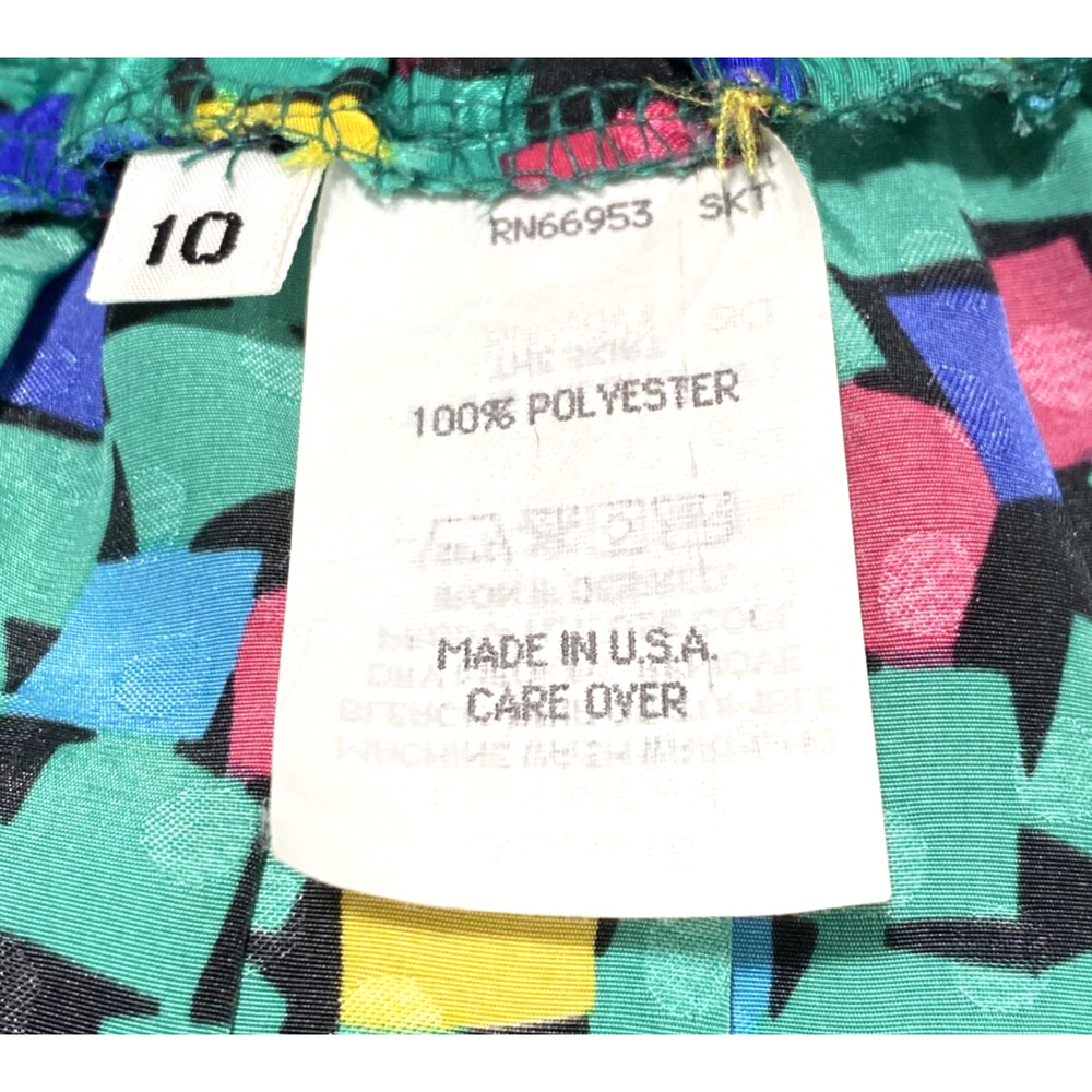Vintage skirt set 1980’s US size 10 silky green polyester pleated skirt 2-pc - Picture 4 of 11